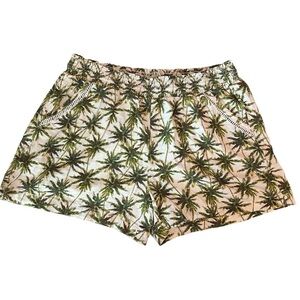 Briggs Ladies Linen Blend Shorts Palm Tree Print Size Extra Large